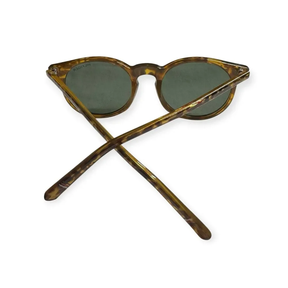 Tommy Hilfiger Biddy Round Sunglasses Havana Brown Green Lenses 145mm